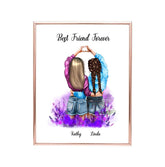 SIsters Poster For 2 - Best Friends Forever Name Personalized Poster Purple Flower BFF Poster Print Gifts
